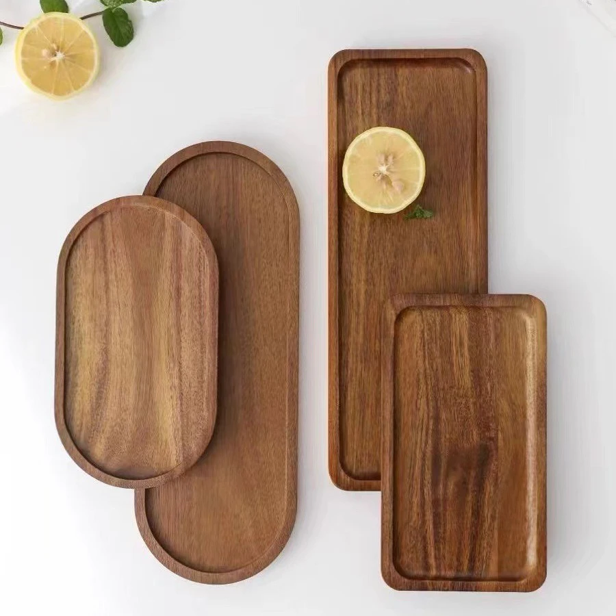 Bandeja de madera minimalista moderna para postre, sushi, bebida, cocina, restaurante, café, tienda de postres, bandeja para servir, plato de almacenamiento de joyería
