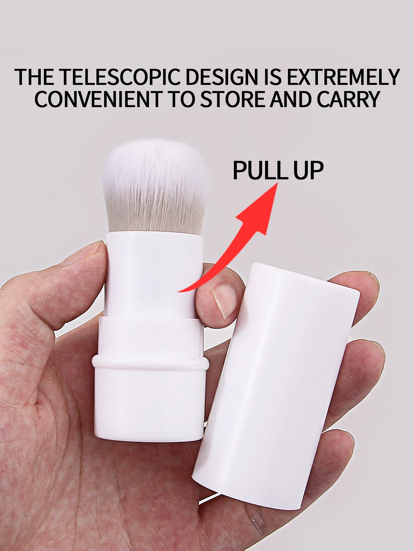 retrátil portátil, 1 unidad, brocha para polvos sueltos, fibra de maquillaje, pelo con herramienta para colorete, cubierta telescópica suave