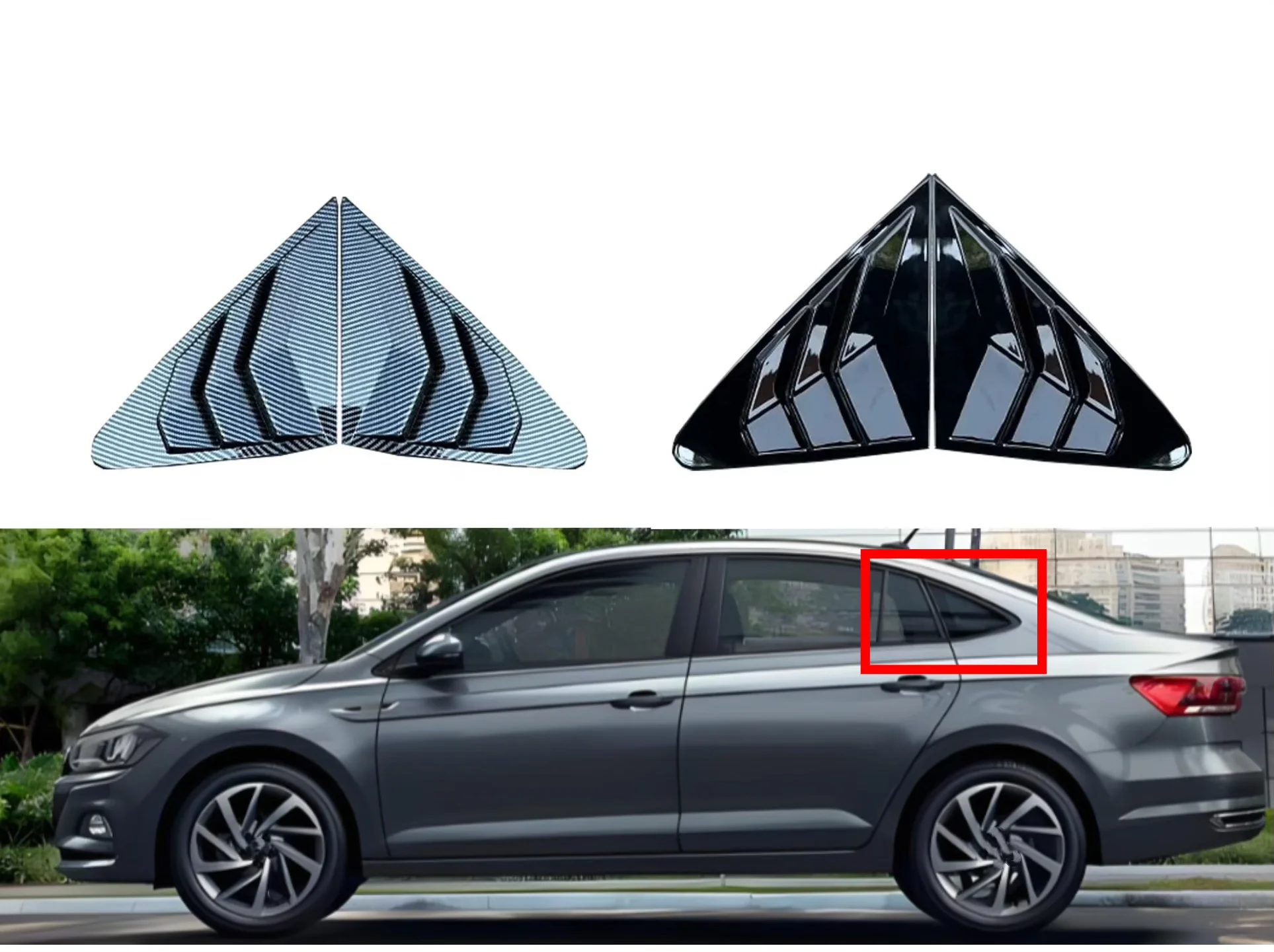 

Car Rear Side Window Shutter Cover Fit For Volkswagen VW Virtus 2018-2024 Trim Side Door Louver Cap Trim Auto Accessories