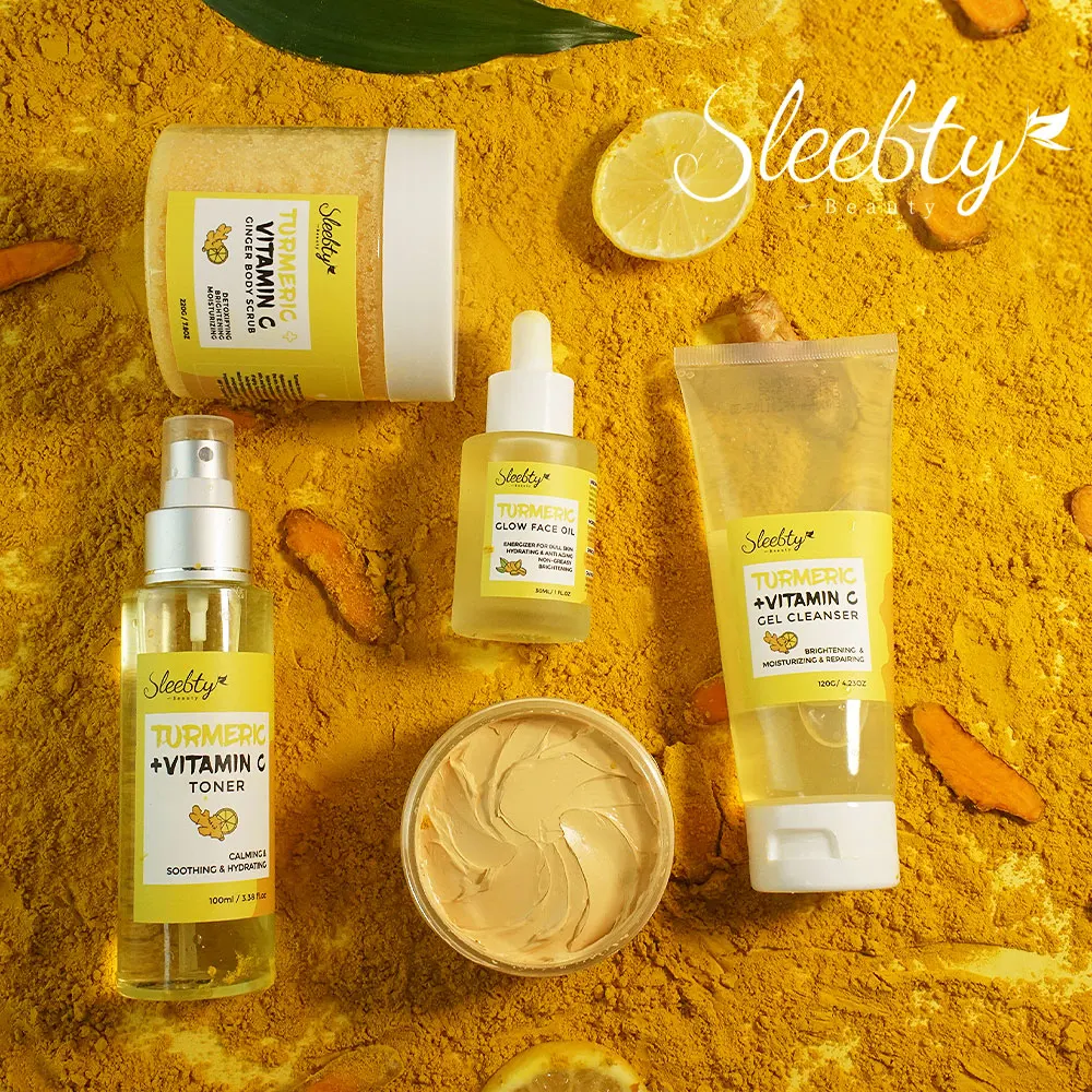 Turmeric Skin Care Set Organic Acne Treatment Serum Oil Anti-Aging Cream Moisturizing Toner Whitening Face Mask Beauty Cosmetics