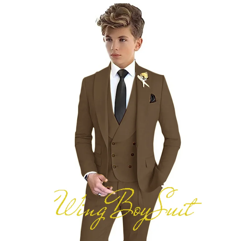 Formal Boys Suit Party Wedding Tuxedo Classic Design Kids Stage Jacket Pants Vest 3 Piece Set Teen Blazer