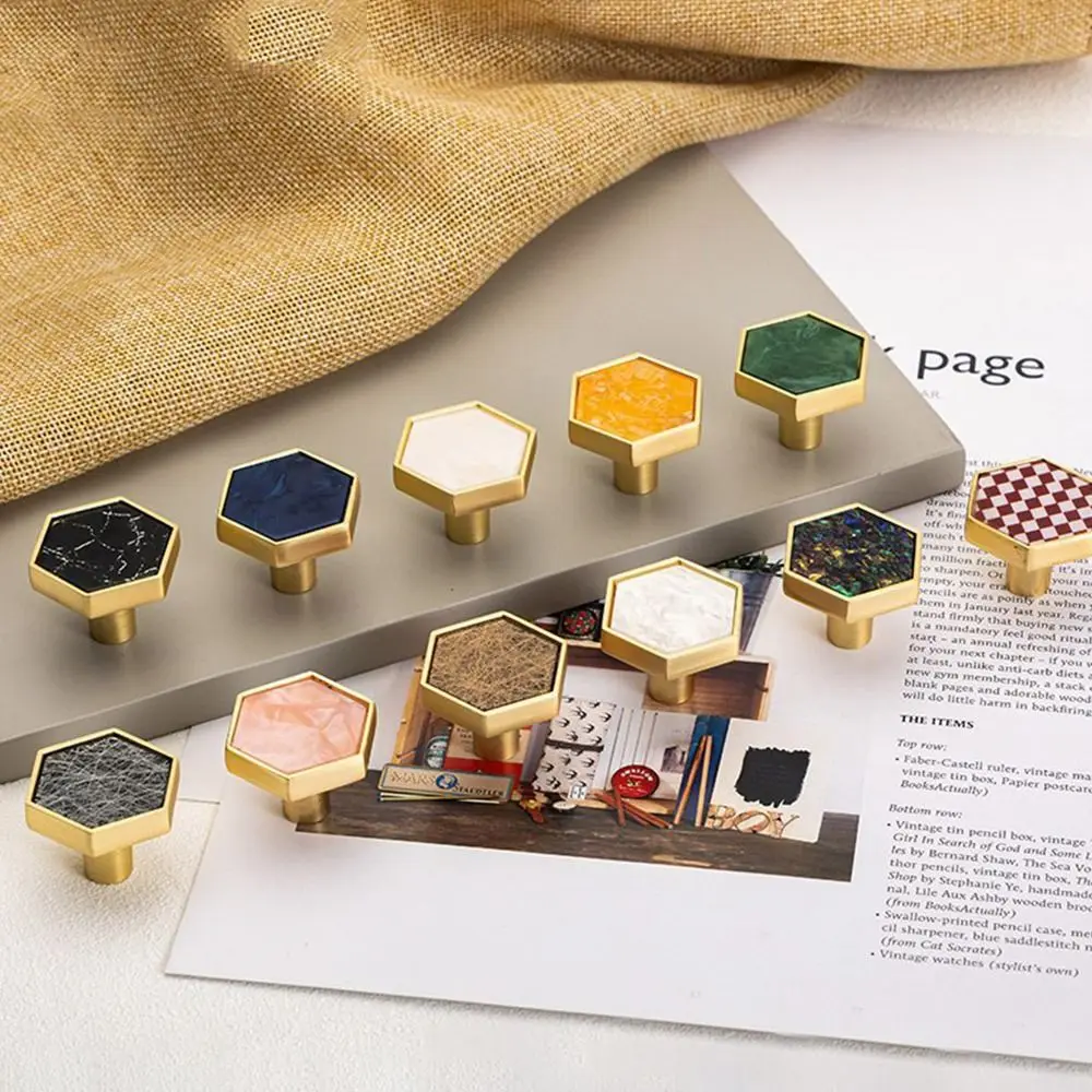 

Creativity Single Hole Cabinet Knob Nordic Modern Zinc alloy Door Pull Handles Colorful Hexagonal Drawer Knobs Dresser