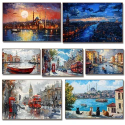 Amsterdam Istanbul Venice London City Travel Poster Landscap Canvas Painting Print Room for Living Room Home Decor