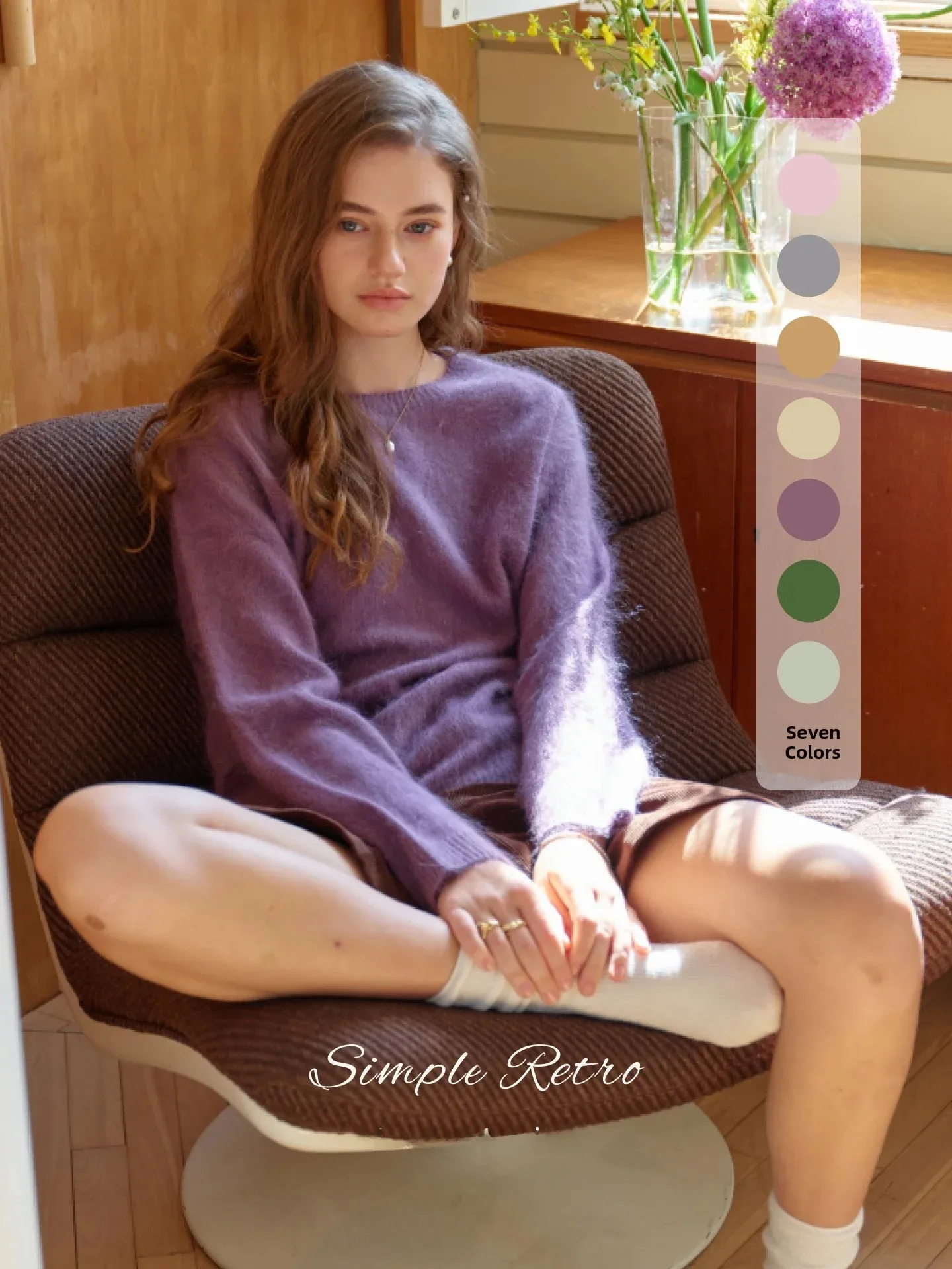 Ladies' Lazy Knitted Sweater Soft Silk Wool Blend Seamless Overhead Style Comfortable Garden Color Gradient Lazy  Design