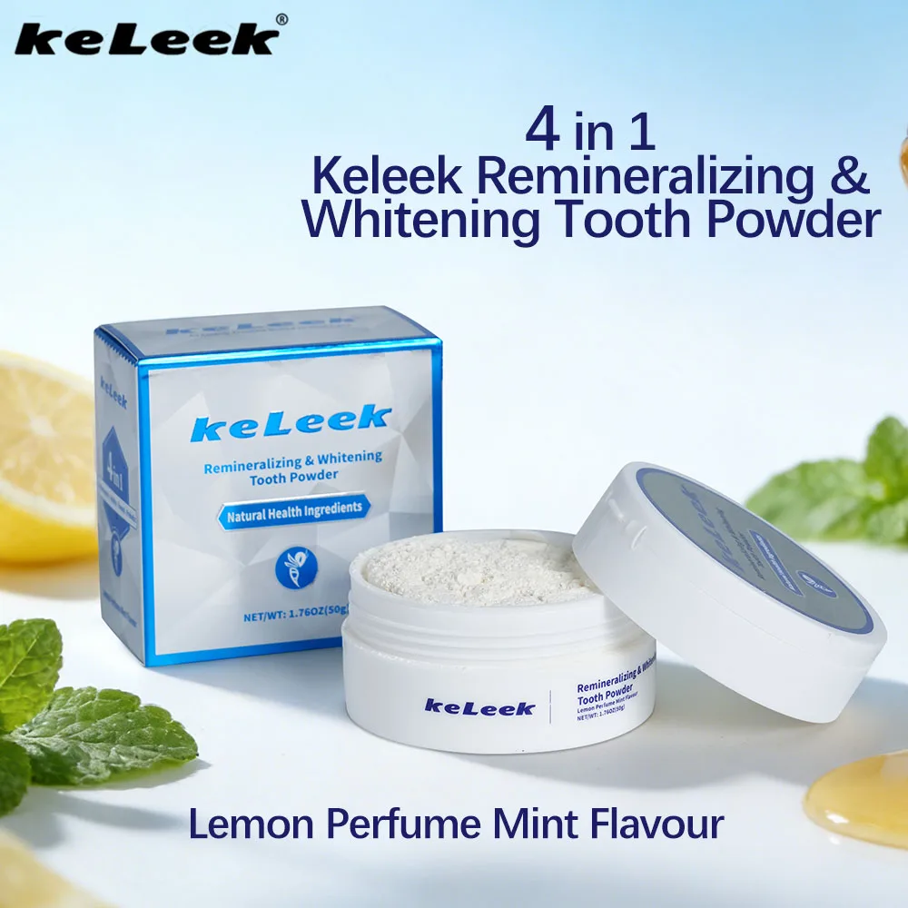 Whitening tooth powder brightens teeth through brushing protects gums cleans teeth freshens breath gentle healthy natural keleek