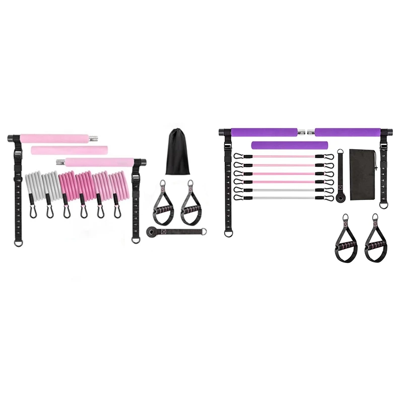 

Pilates Bar Kit With Resistance Bands, Multifunctional Yoga Pilates Bar Home Gym Pilates Resistance Bar Kit