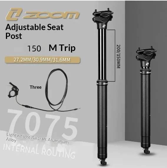 

ZOOM Ultra-Light 567g 811 Hydraulic Dropper Seatpost, 150mm Travel, 7075 Aluminum Alloy Inner Tube