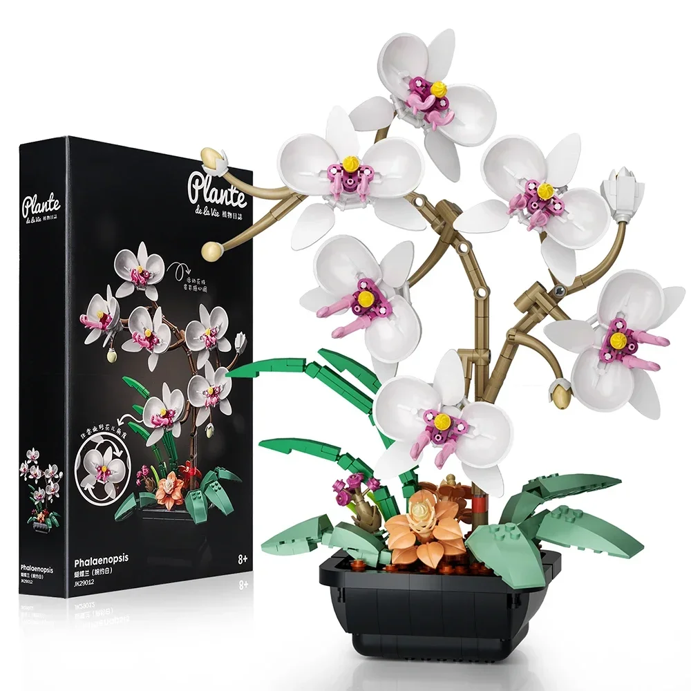 New Butterfly Orchid Potted Plants Building Block Bonsai Plants Puzzle Assembling Bricks Table Decoration Toys Children Gift