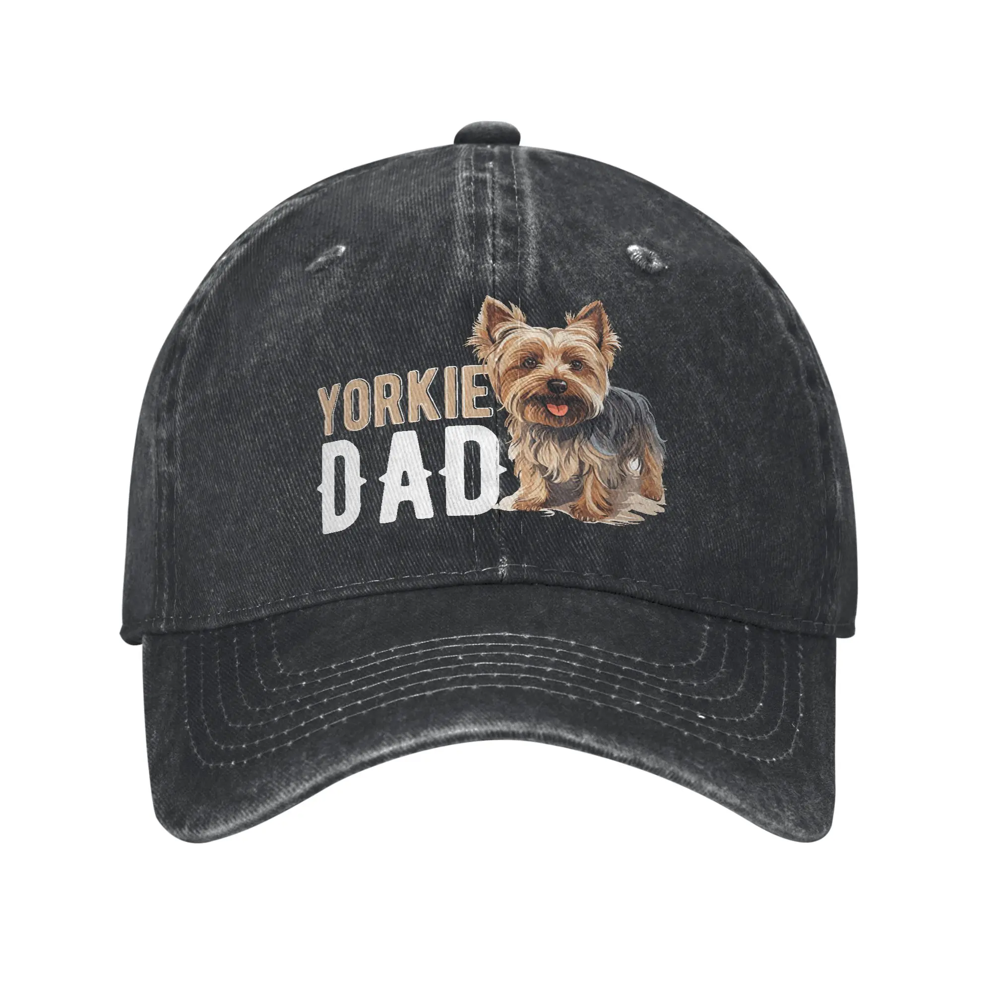 Casual Yorkshire Terrier Dog Baseball Caps Unisex Distressed Denim Headwear Yorkie Dad Outdoor All Seasons Adjustable Hats Cap