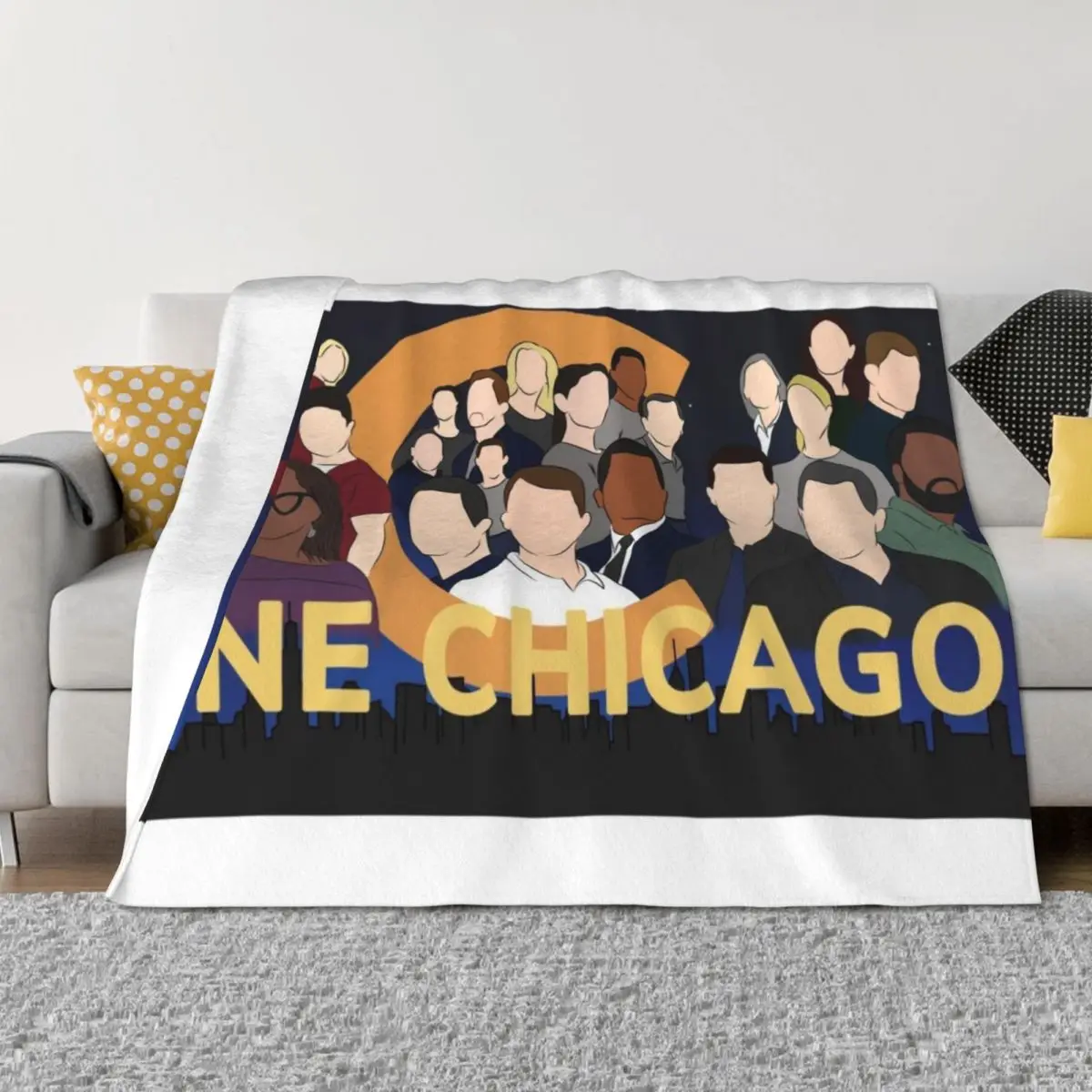 

One Chicago Poster Throw Blanket Decoratives Soft Plaid Sofas Beach Blankets