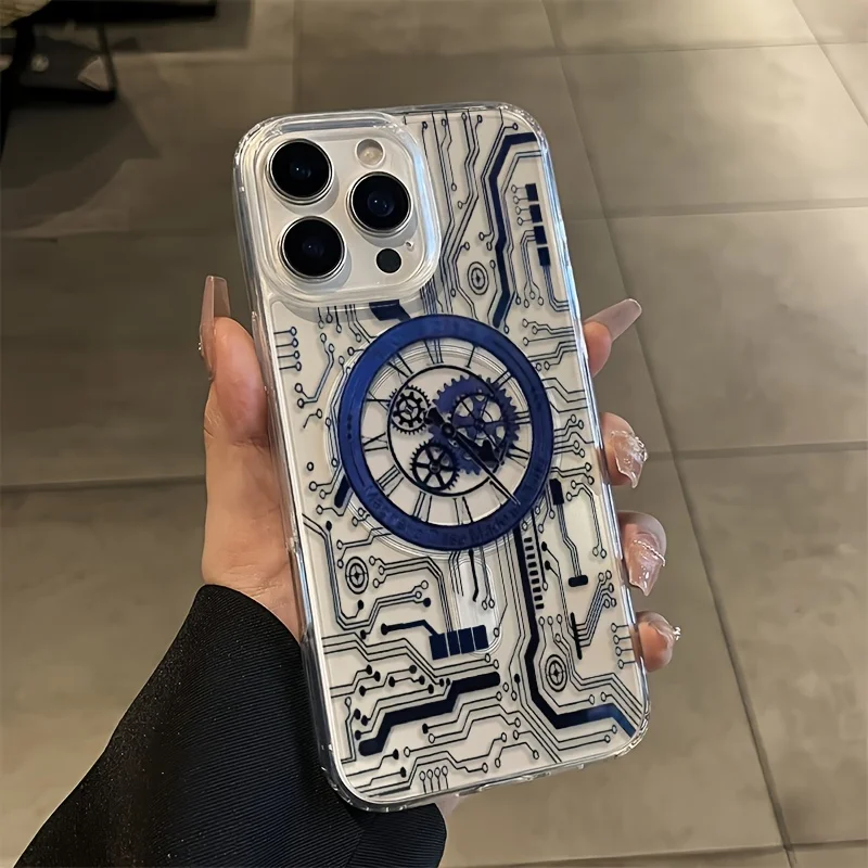 

Подарочный магнитный прозрачный чехол Magsafe с рисунком машинного оборудования для iPhone 16, 15, 14, 13, 12, 11 Pro Max 15, 14 Plus, чехол Fundas