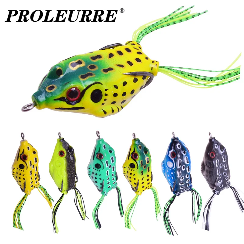 

1pcs 12g 6cm Frog Fishing Lures Trolling Silicone Bait With Hooks Catfish Top Water Soft Plastic Artificial 3D Eyes Frog Bait​s