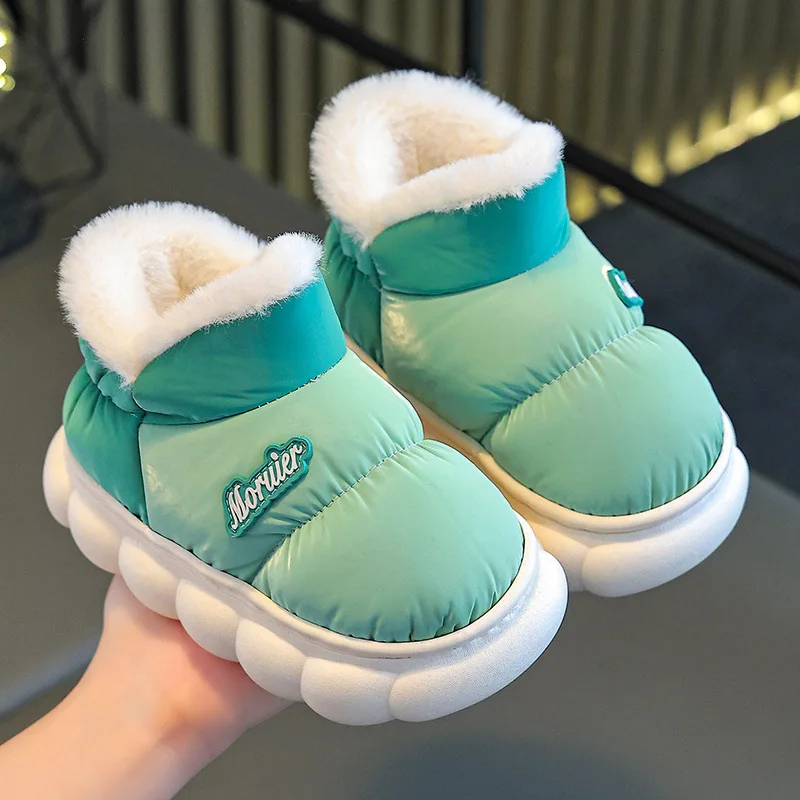 Eyriphy Children Warm Shoes Indoor Outdoor House Shoes Waterproof Plush Boys Shoes Fuzzy Cozy Kids Shoes Cute Girls Cotton Shoes 