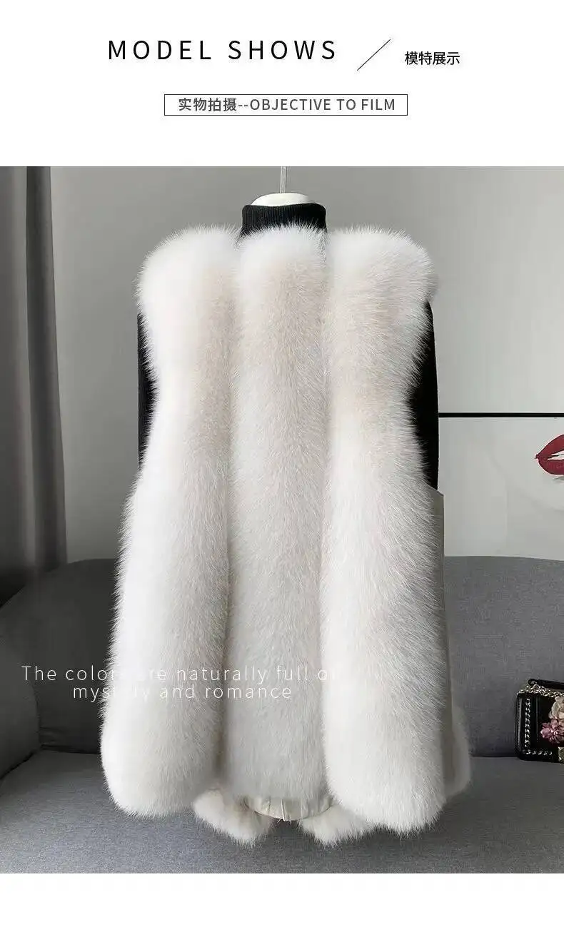 2024 Stilvolle Winter-Oberbekleidung, dicke Weste aus Fuchspelzimitat, modischer junger Stil
