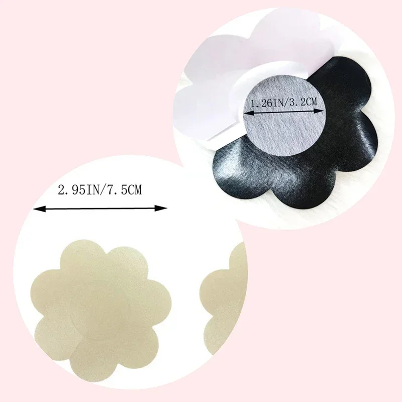 12 Paris Disposable Poly Satin Flower Style Invisible Nipple Cover Tape Overlays on Bra Nipple Pasties Stickers for Women Girls