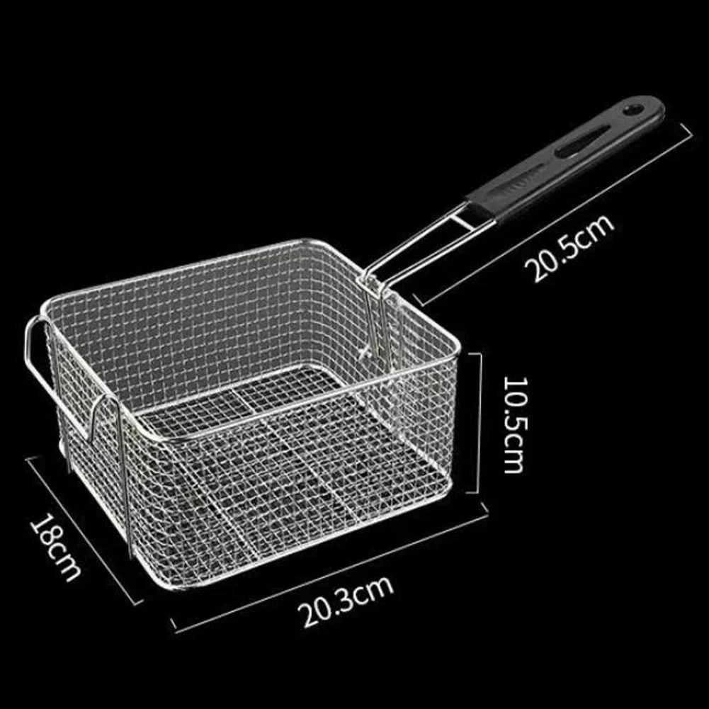 1PC Fry Basket Nickel Plated Mini Fried Skewers Chips Fish Fry Baskets Stainless Steel Fryer Basket Strainer 20.5 *18.5*10.5cm