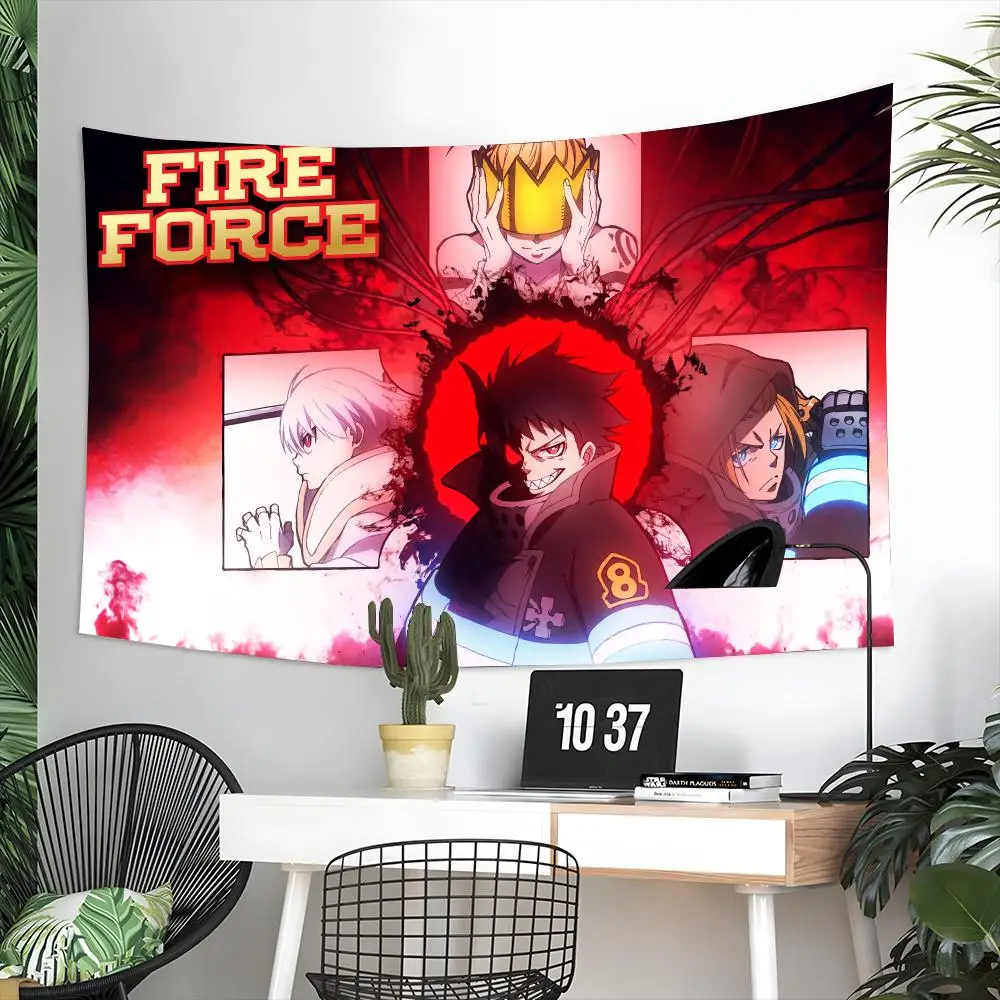 Classic Anime F-Fire Force Tapestry Aesthetic Wall Hanging Decor Microfiber Fabric Art for Bedroom Living Room Home
