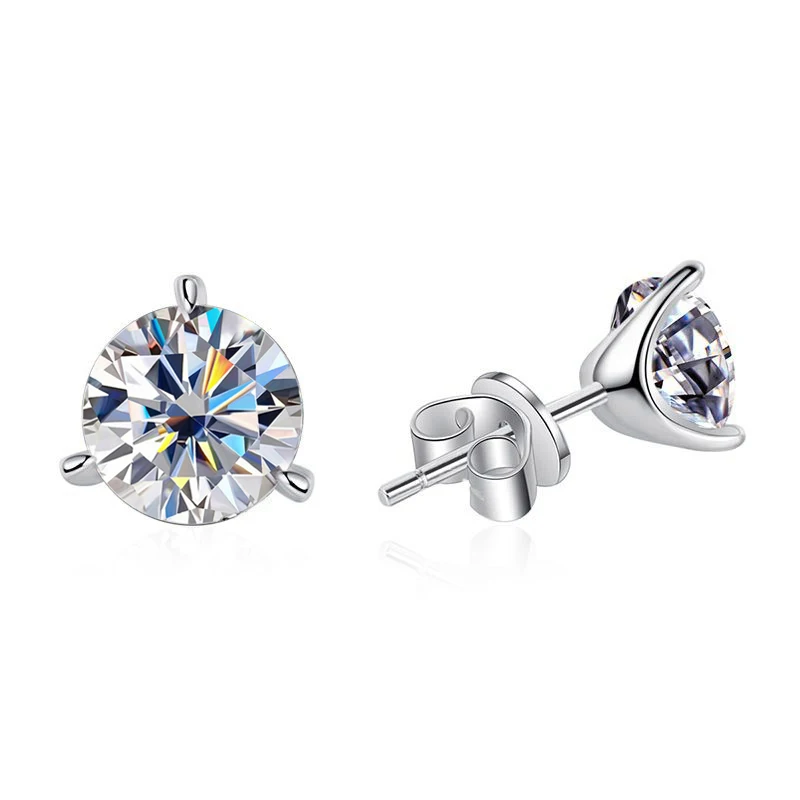 Ewya 925 Sterling Silber 3 Zinken Moissan ite Ohr stecker 1ct d vvs1 Diamant mit gra für Frauen Hochzeits feier feinen Schmuck Geschenk