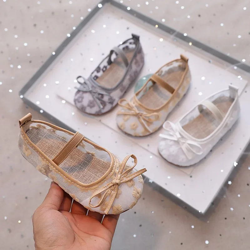 

2025 New Spring Kids Ballet Flats for Girls with Cute Bowtie Options Non-Slip Soft Sole Toddler Dance Practice Flats Elegant