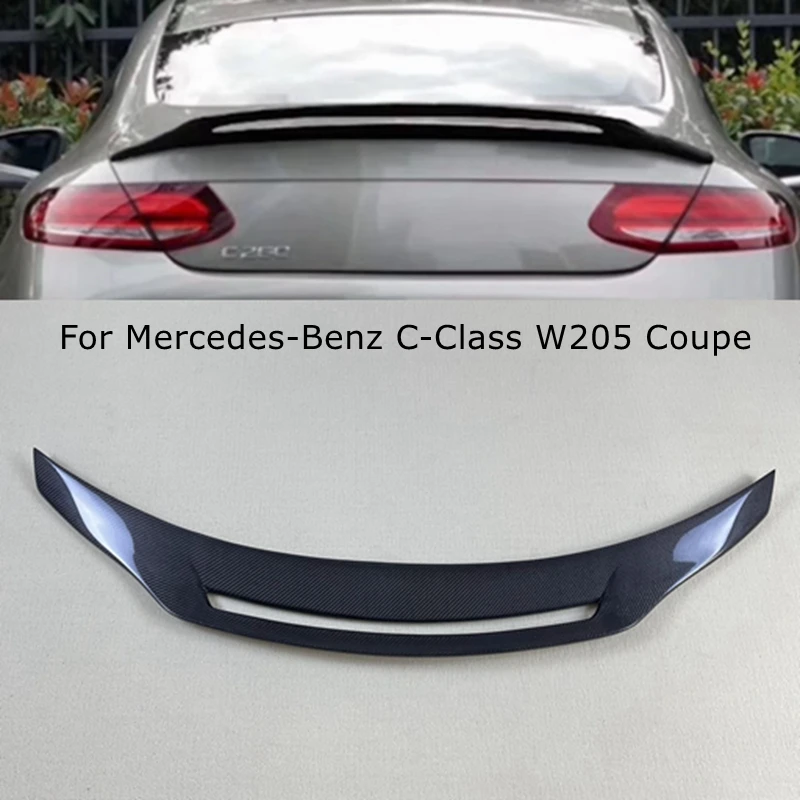 For Mercedes Benz W205 Coupe 2DOORS C63 C200 C250 C350 GT Style Carbon Fiber Rear Spoiler Trunk Wing 2015+ FRP  Glossy black