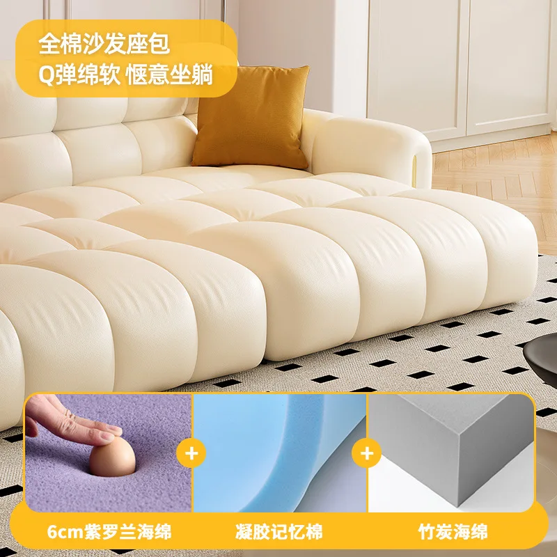 Puff Sofa Dual-purpose Multi-function Telescopic French Light Luxury Cream Style Piano Keys Leather Electric Sofa