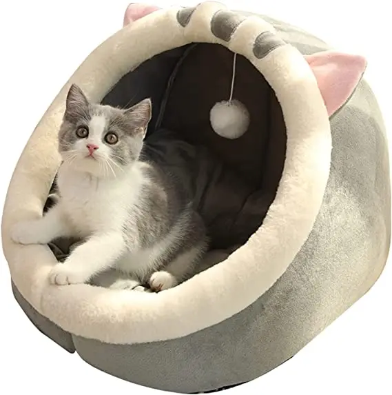 

Cat Bed Cozy Cave Soft Textile Cotton Cute Pet House Washable Removable for Cats and Small Dogs Four Seasons Warm Pet Bed