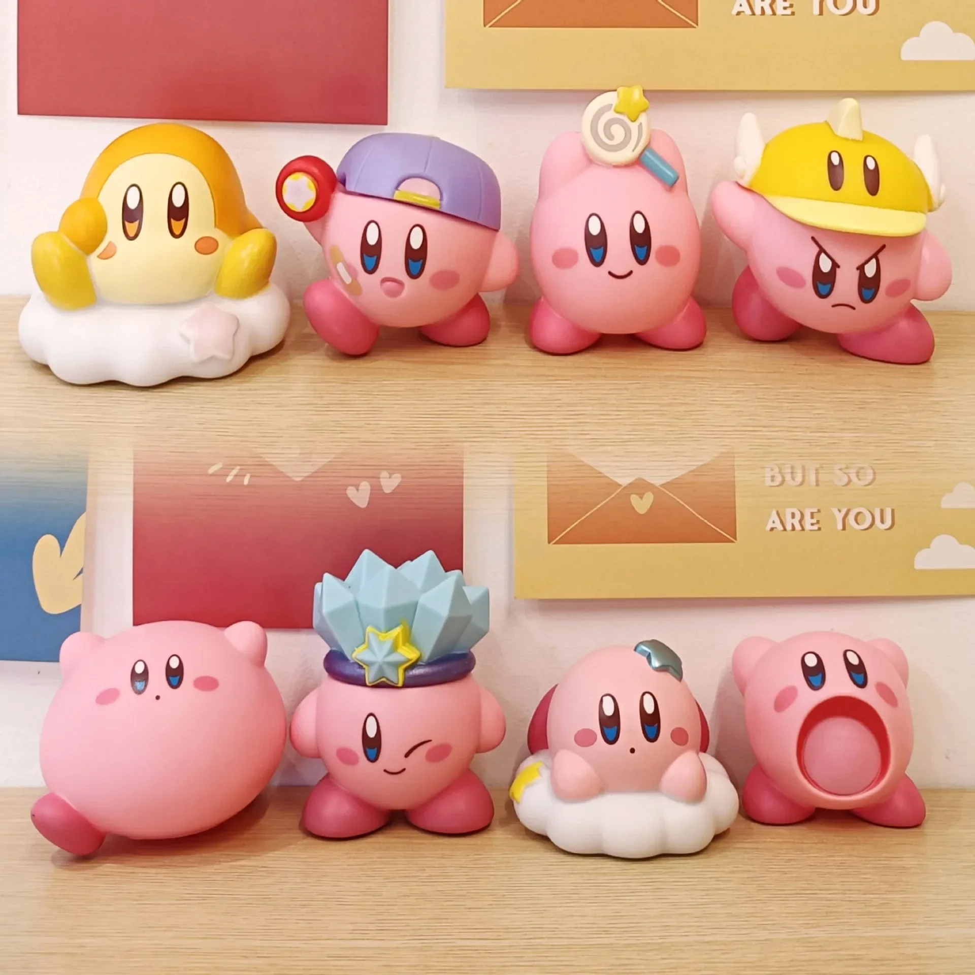 8pcs/set Anime Games Kirby Action Figures Toys Pink Cartoon Kirby PVC Cute Figure Action Toy Christmas Gift for Children