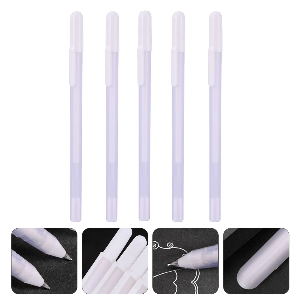 5 Pcs White Highlighter Line Drawing Pen Pens Fountain Fine Point Gel Plastic Ink