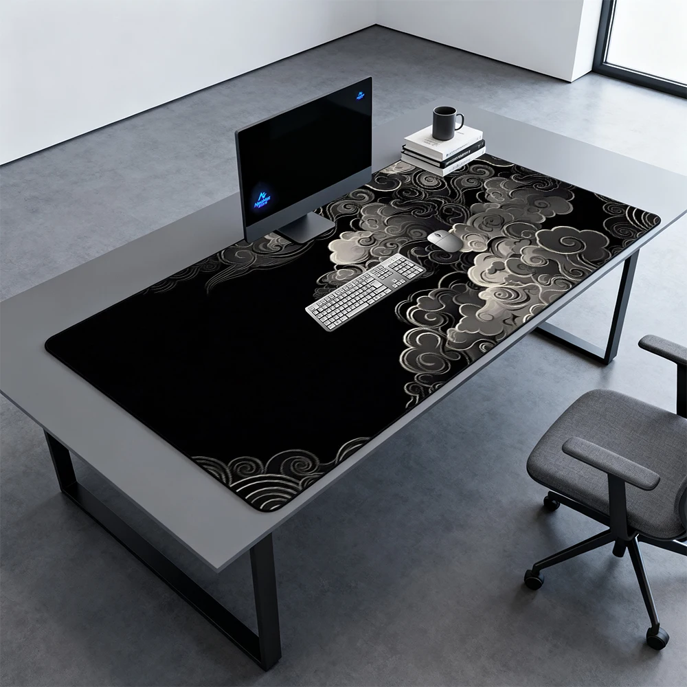 Cloud Mouse Pad Black Anime Desk Rug 5mm Mousepad Xxxxl 1800mm Computer Decorations Extra Large Table Mat 140x60 Work Bench Mat view 2