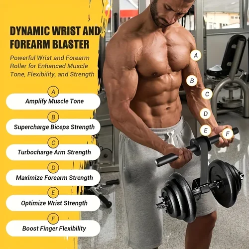 Imagen 2 del producto Fortalecedor de antebrazo y muñeca de hierro, palo de entrenamiento muscular, equipo de fuerza, tamaño Universal negro, equipo deportivo para Fitness al aire libre