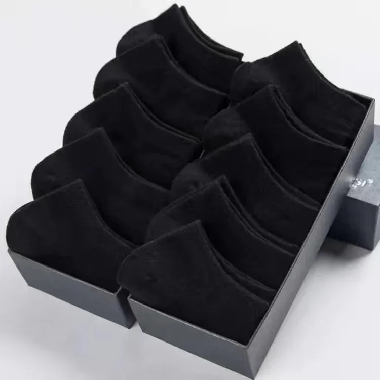 20 Stück/ Herrensocken Frühling Sommer dünne atmungsaktive weiche Polyester-Baumwollsocken schwarz Casual Business Ankle Bootssocken Größe EU38-45