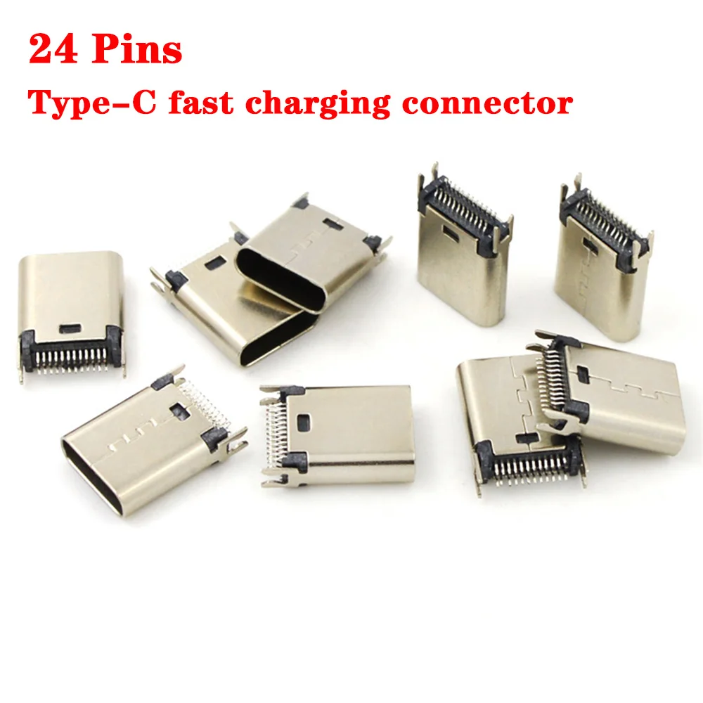 2-10pcs Micro USB 3.1 JACK Type-C 24Pin 24P Female Connector 180 Degree Straight For Mobile Phone Charging Port Charging Socket