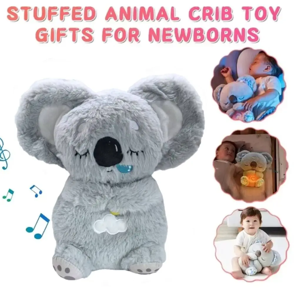 Plush Koala Children's Sleeping Doll 4 Modes Rhythmic Breathing Baby Soothing Plush Doll Sleeping Companion with Music Lights