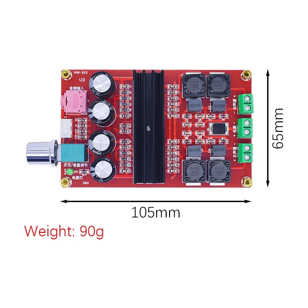 Placa amplificadora de Audio Digital de doble canal para Arduino TPA3116D2, módulo de dos canales, 100W + 100W, 12-24V, 2x100W X