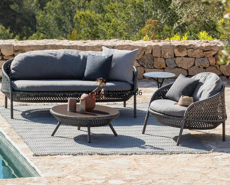 Sofá de mimbre para exteriores, terraza, ocio, balcón, silla