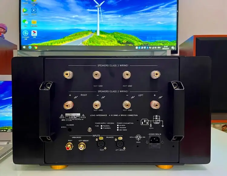 AM200 HIFI amplificador de potencia estéreo clase A totalmente equilibrado 200W * 2 con pantalla de doble medidor