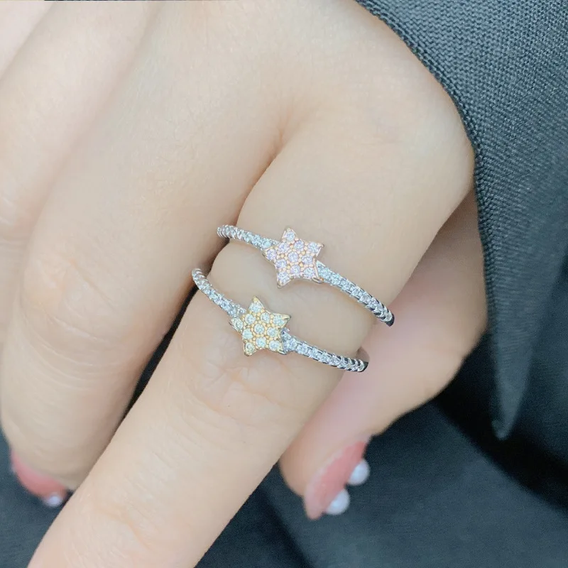 

MDLFES Moiss..n Diamond Style Little red book with the same light luxury small princess ring Plated 18K real gold