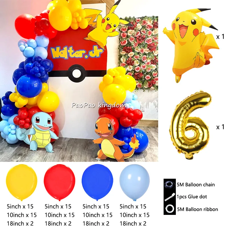 Liebliches Pikachu-Themen-Ballon-Dekorationsset Cartoon-Folienballons Blitzballon-Set Kindergeburtstags-Party-Deko-Zubehör – Detail 15