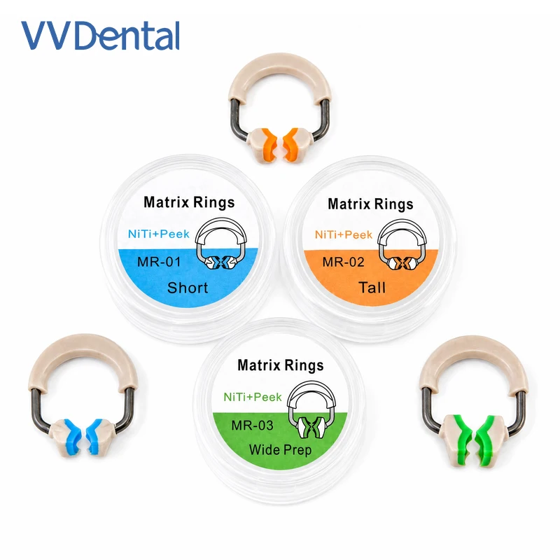 Dental Contoured Matrices Clamp Clip Kit, 3Sizes Autoclavable Niti Matrix Ring Dental Wedges Plastic Kit Dentist Tool