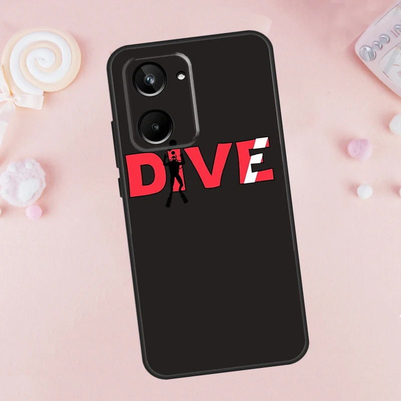 Dive Scuba Diver Shark Diving Flag Case For Realme C53 C55 C33 C30 C35 C67 C21Y C25 C51 C15 9 10 12 11 Pro Plus GT Neo 5 Cover