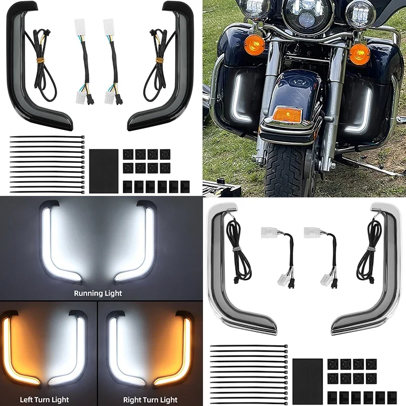 

Motorcycle LED Fairing Lower Grills Turn Signal Light For Harley Touring Street Electra Glide Road King CVO Limited 1996-2013