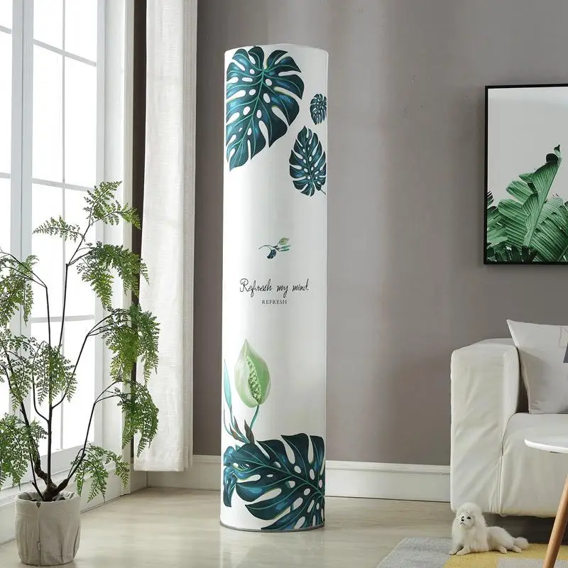

Home Use round Cylinder Air Conditioner Cabinet Cover Dustproof Fabric Shield Korean Style Stand up Design Snow Brand