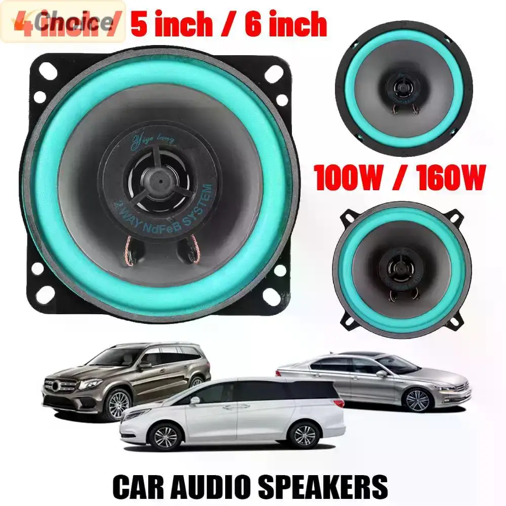 4/5/6 Inch 100W/160W Universal Car HiFi Coaxial Speaker 92dB Vehicle Door Auto Audio Music Stereo Full Range Frequency Loudspeak