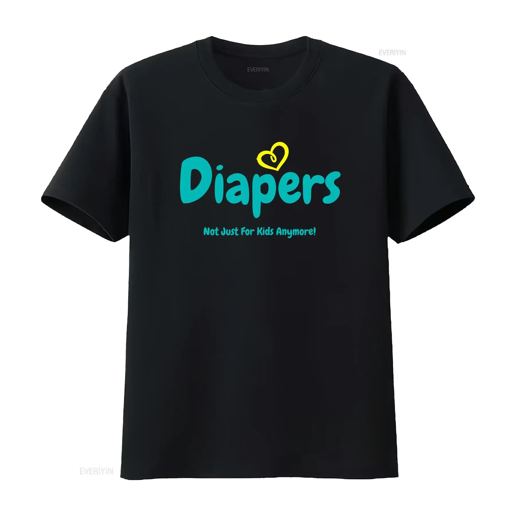Men's Funny Diaper Party T Shirt 100 Cotton Turquoise Diapers Print with Poop Style Heart Not Anymore Slogan Shower Attire