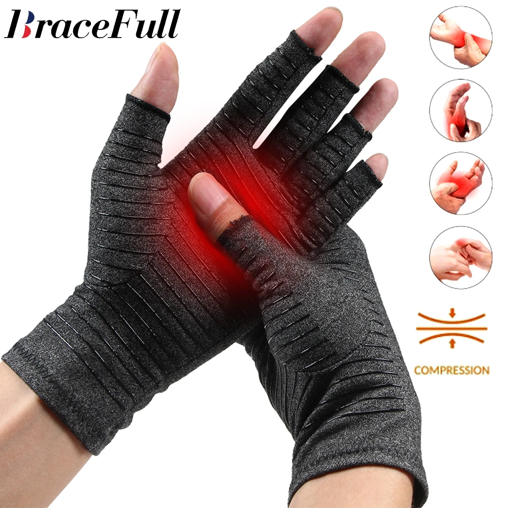 1 Pair Compression Arthritis Gloves,Fingerless Arthritis Carpal Tunnel Pain Relief Gloves For Men Women,Hand Support Wrist Brace