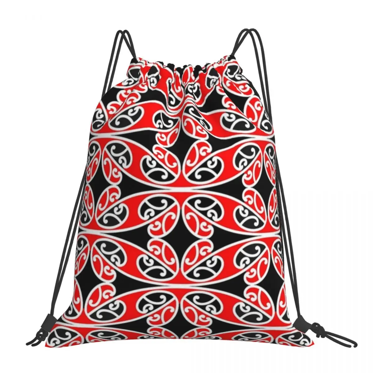 Maori Traditional Pattern Hammehead Shark Backpacks Portable Drawstring Bundle Pocket Sports Bag Book Bags For Travel School