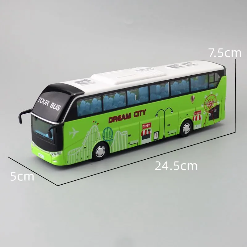 1: 50 alloy pull back tourist bus model,simulation of sound and light city bus toys,original packaging car toys,wholesale