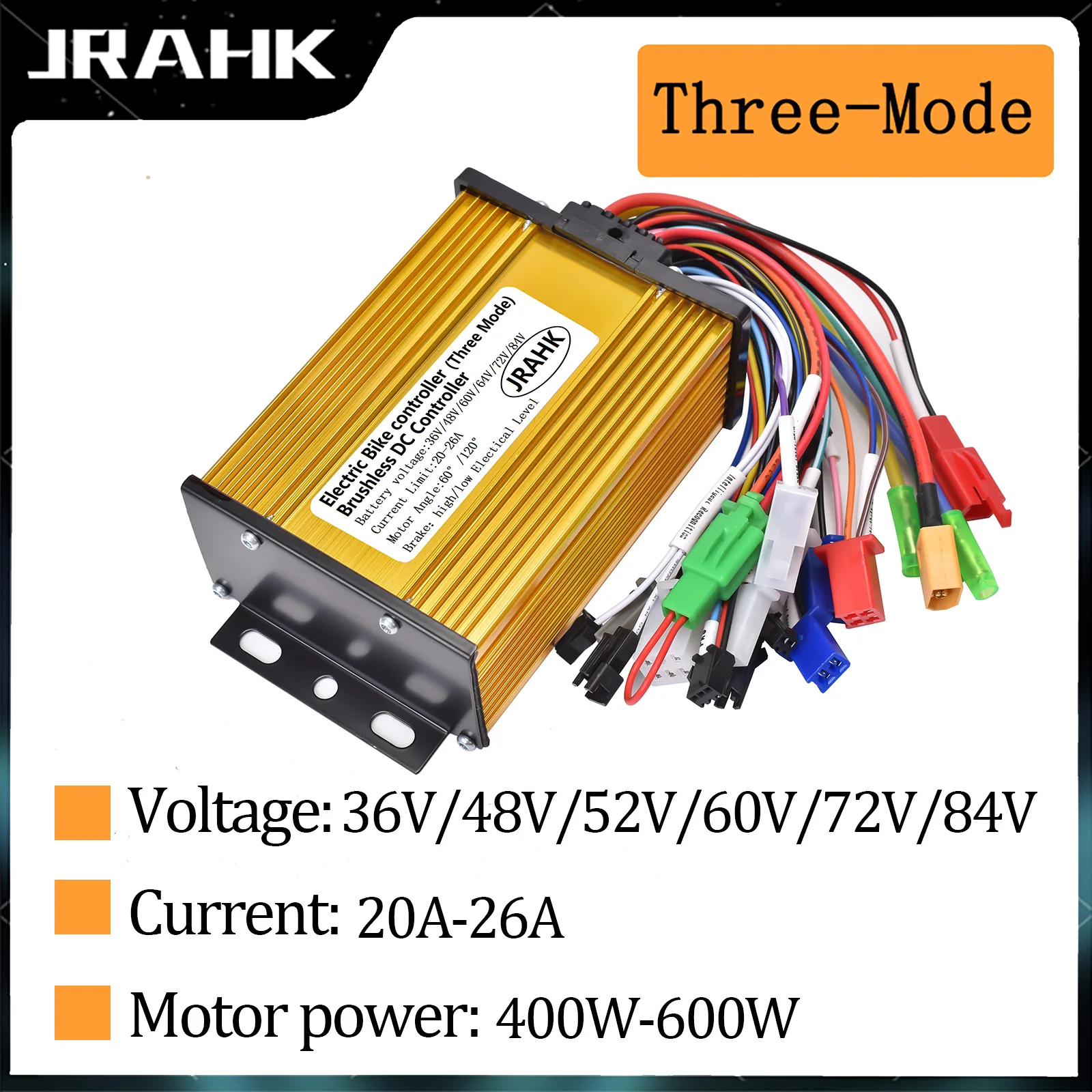 JRAHK 36V 48V 60V 64V 72V 84V E-bike Controller Scooter 400W 500W 600W DC Brushless Motor Speed Parts For Electric Bike