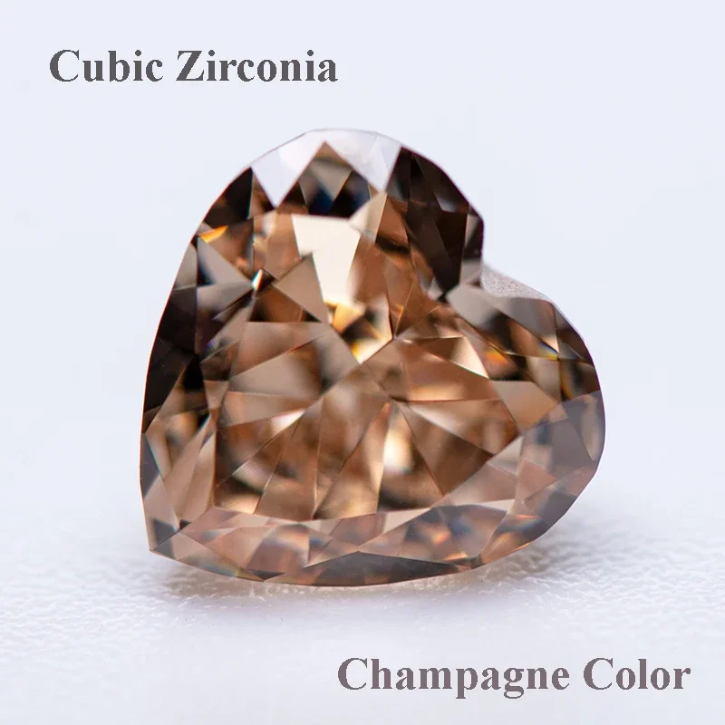 

Cubic Zirconia Crushed Ice Cut Champagne Color Heart Shape Charms Beads for Diy Jewelry Making Pendant Materials No Certificate