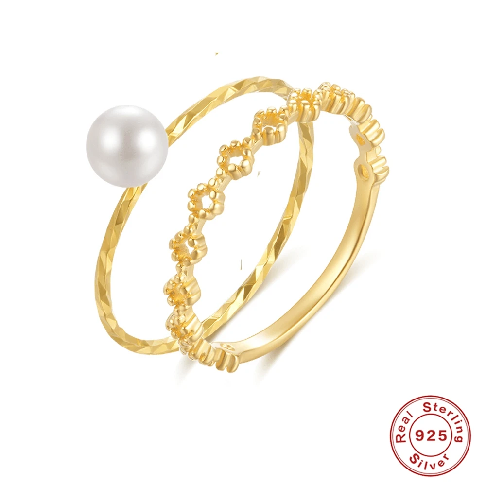 

AIDE 925 Sterling Silver Stackable Hollow Flowers Ring Trendy Girls DIY Geometric Exquisite Finger Ring anillo For Women Jewelry